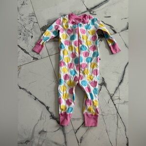 Hanna Andersson Pink, Yellow, and Blue Polka Dot Footie
